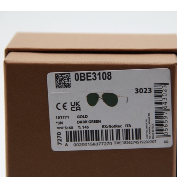 NEW BURBERRY BE3108 1017/71 AVITOR SUNGLASSES BURBERRY B 3108 GREEN AVIATOR - Picture 11 of 11